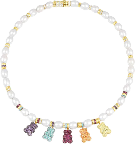 Collier APM Monaco Yummy Bear multicolore avec perles motif nounours